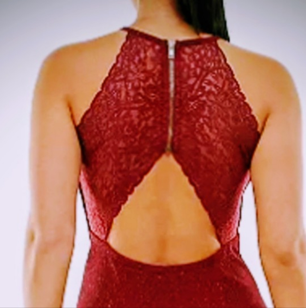 Speechless One Shoulder Burgundy Glitter Dress, Worn Once